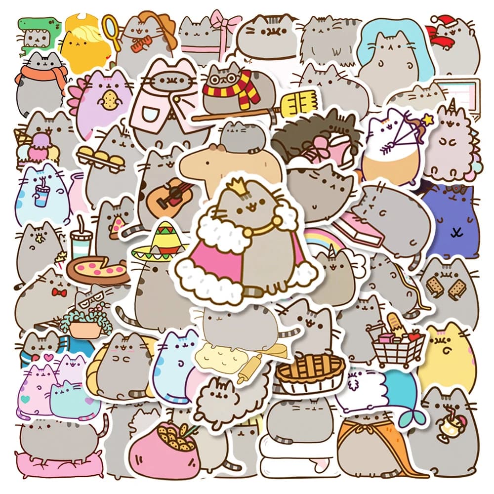 Autocollants chat épais mignon Kawaii, étiquette esthétique, papeterie pour Scrapbook, téléphone, jo