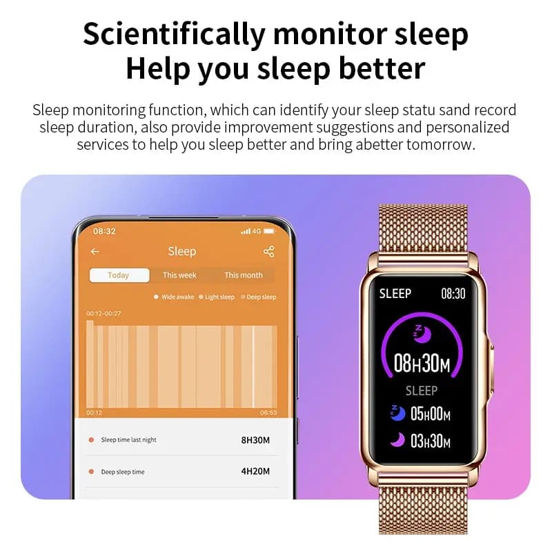 LIGE Montre Intelligente Femmes Plein Écran Tactile Bluetooth Appel IP67 Étanche Sport Fitness Track