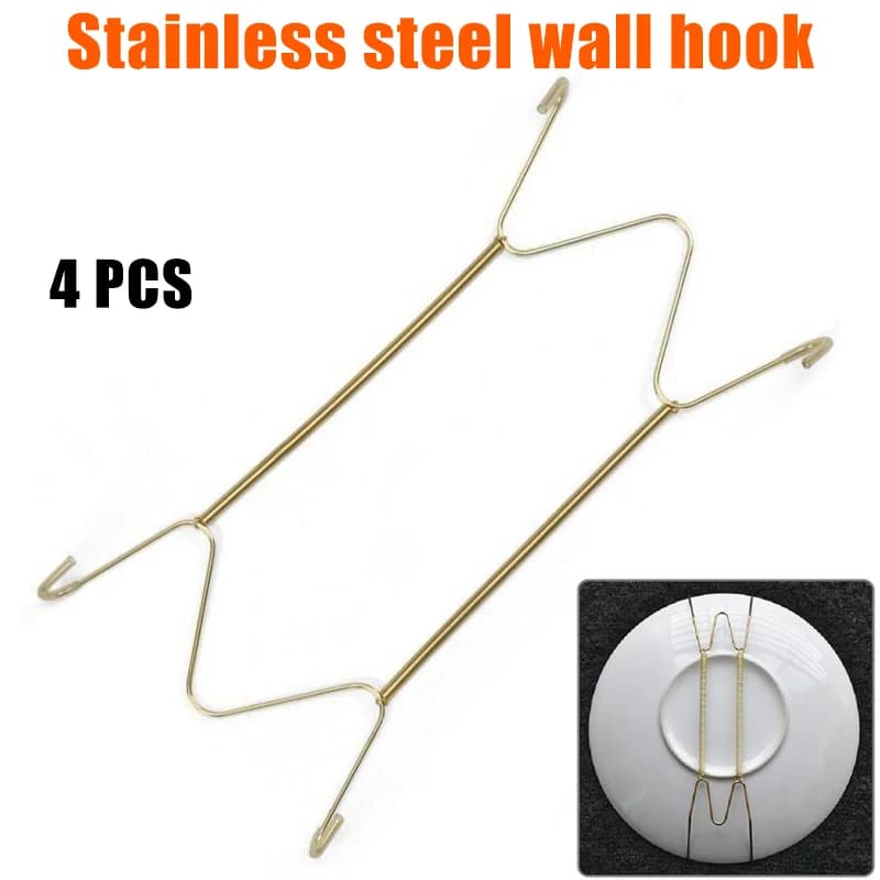 Offre spéciale assiettes plats en acier inoxydable cintre ressort plaques support crochet adaptateur