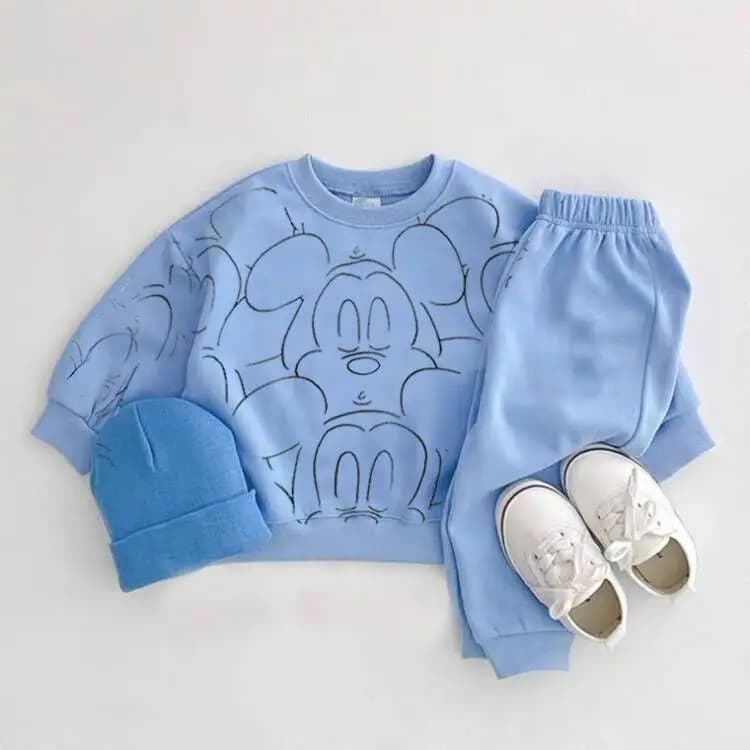 Survêtement de dessin animé pour bébé garçon et fille, ensemble t-shirt et objectifs College, décont