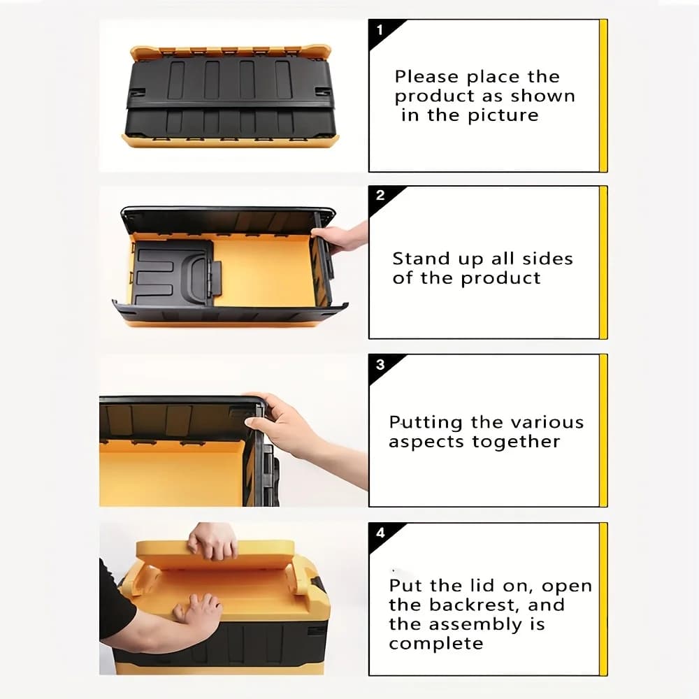 Tabouret de rangement pliable pour l'extérieur avec dossier ergonomique - Siège portable pour le cam