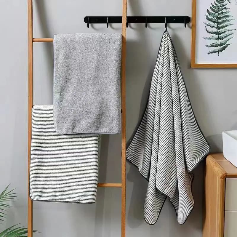 Ensemble de serviettes rayées en bambou à séchage rapide, pour expérience de salle de bain douce et 