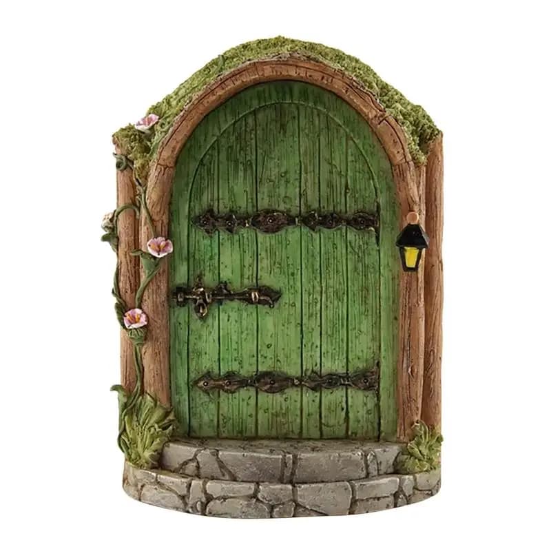 Porte de Fée en Bois Sculptée, Décoration Miniature pour Jardin, Maisonnette d'Extérieur Artistique 