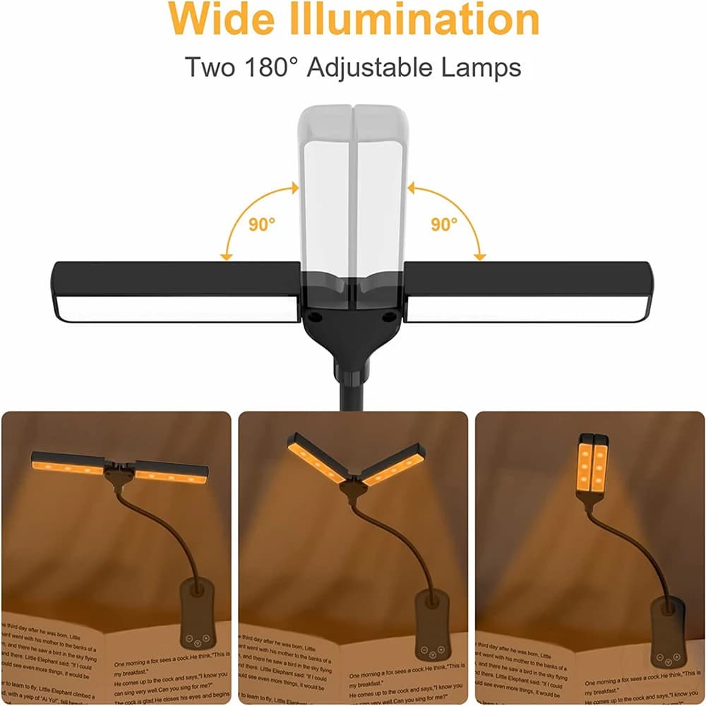 Lampe de lecture Rechargeable au lit, 2 LED réglables à clipser, lampe de lecture de livre Portable,