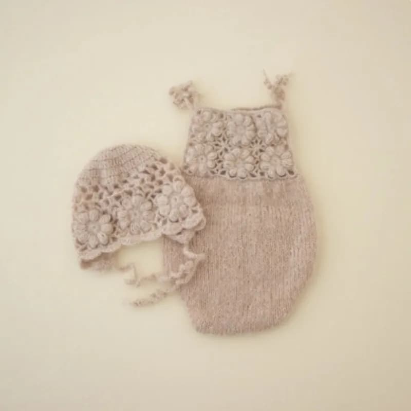 Barboteuse en mohair pour bébé, accessoires de photographie pour nouveau-nés, vêtements photo faits 