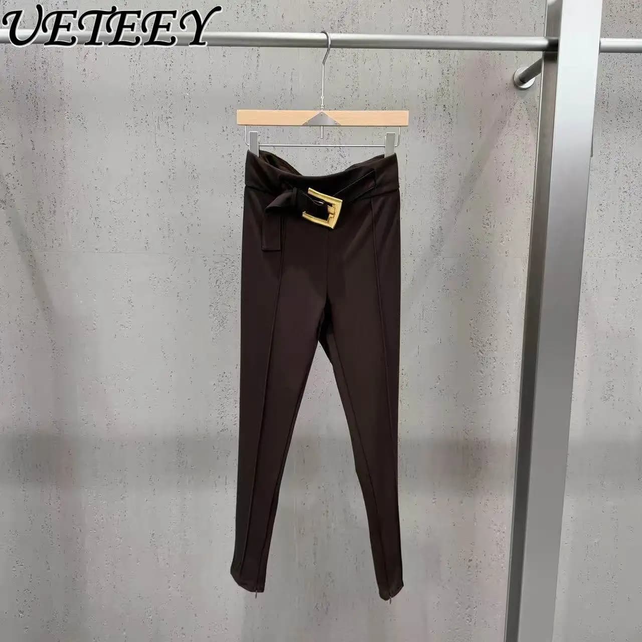 Nouveau pantalon décontracté noir taille haute amincissant pour femme, collection Printemps 2026, av