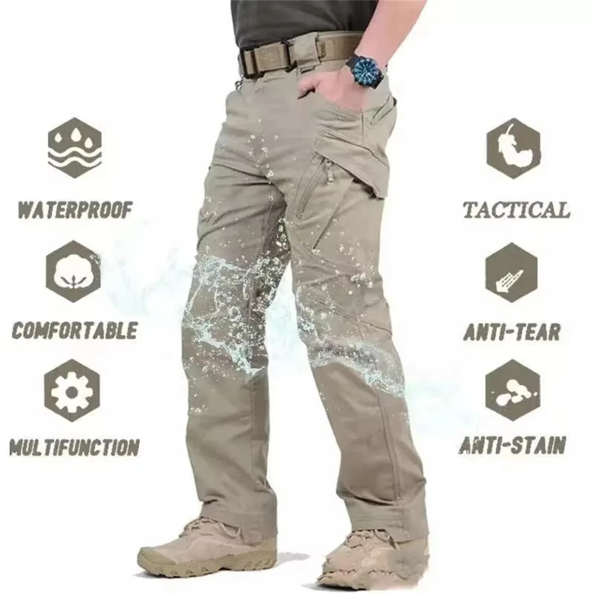 Pantalon tactique pour hommes grande taille, plusieurs poches, élastique, militaire, urbain, pour le