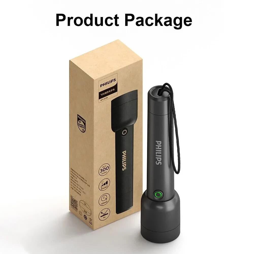 Collection AliExpress Philips-Lampe de poche LED étanche avec USB 18650, batterie aste, 4 modes d'éc