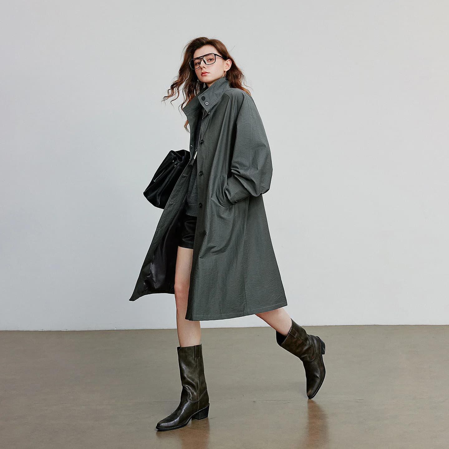 TOYOUTH femmes Trench Coat 2025 automne nouveau Style grange col montant léger mi-long coupe-vent ve
