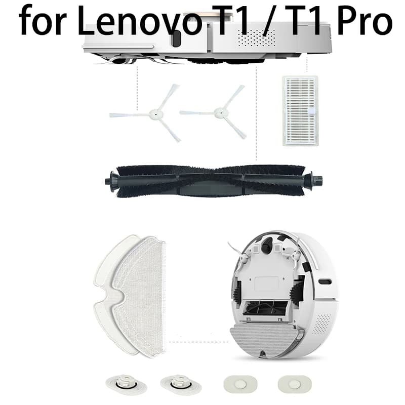 Rouleau de brosse latérale pour aspirateur Robot Lenovo T1 Pro, sac à poussière, brosse latérale, pi