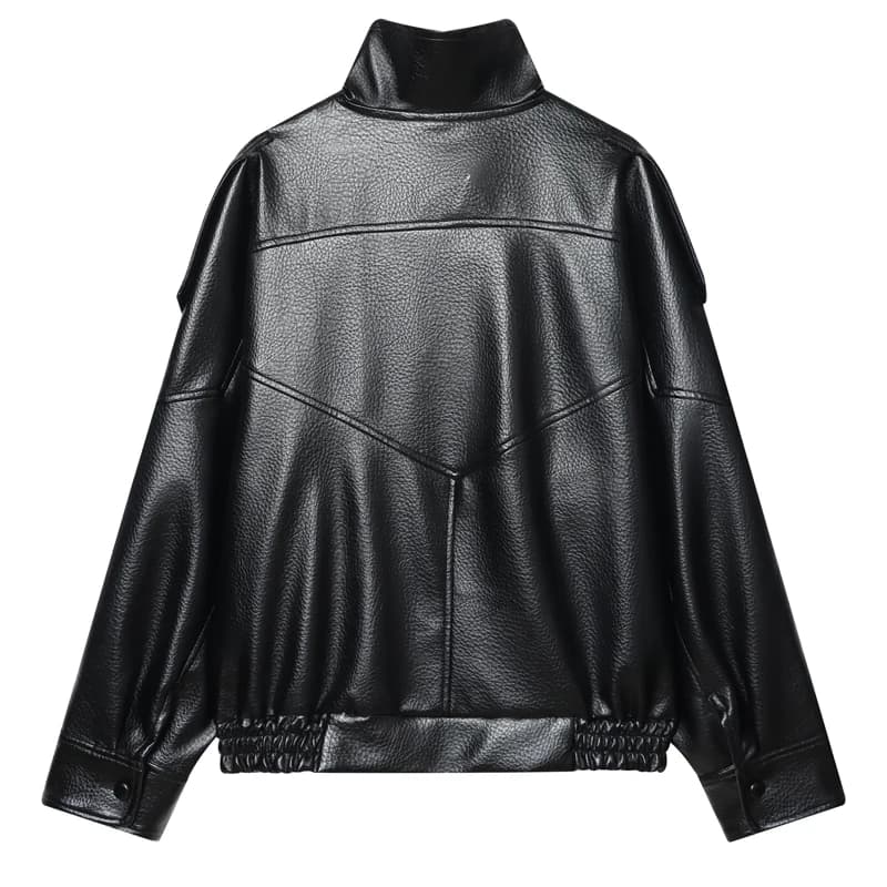 Veste femme noir veste en cuir Pu haut à manches longues femme automne 2025 nouveau en vestes et man