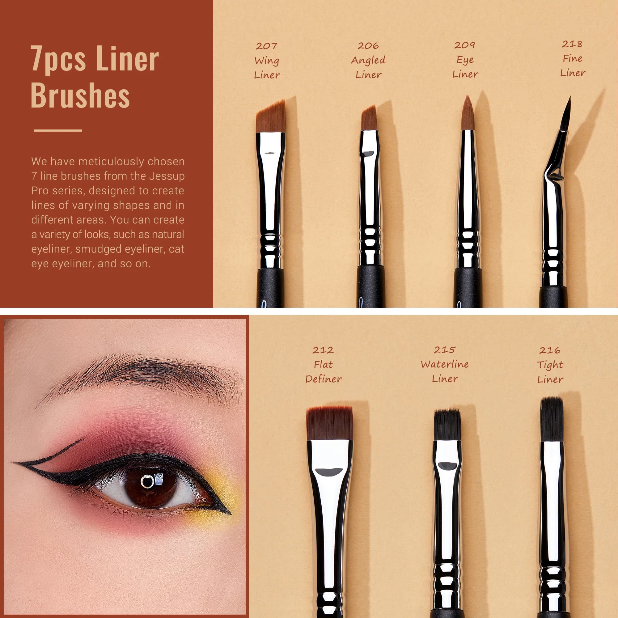Jessup-Ensemble de pinceaux de maquillage pour les yeux, pinceau de maquillage professionnel, pincea