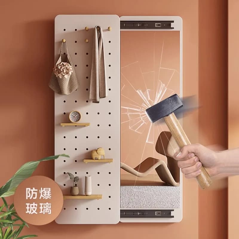 Miroir de dressing en bois massif perforé, invisible, push-pull, miroir complet du corps, rangement 