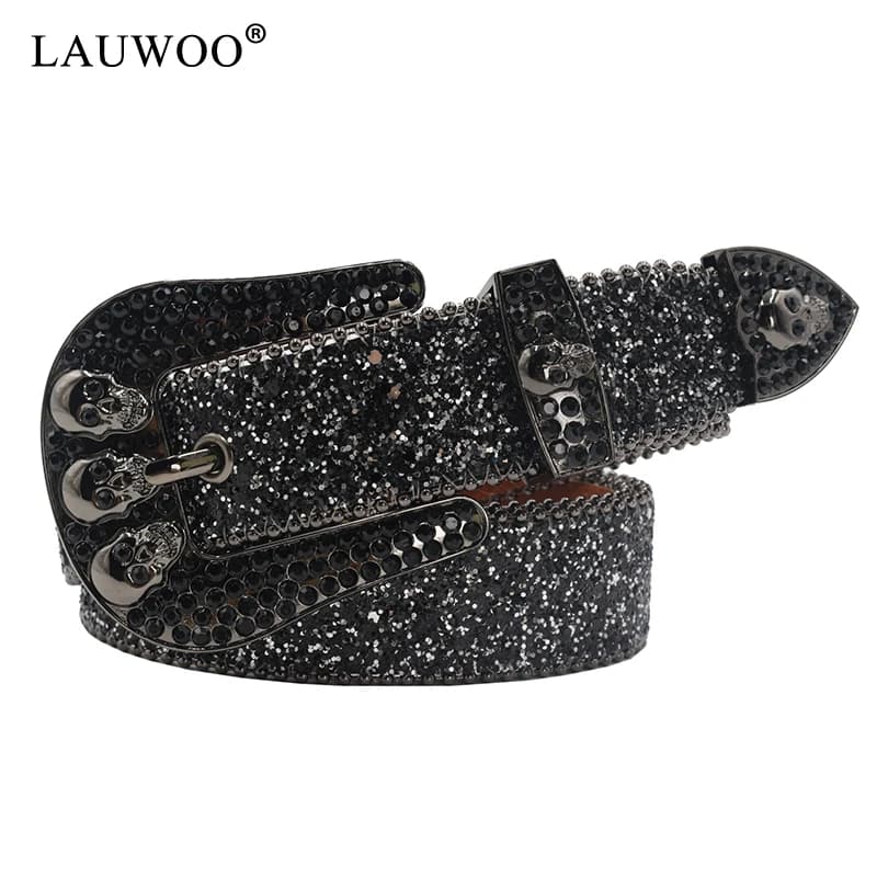 Ceintures en strass crâne pour femmes et hommes, bracelet en cuir Y2K clouté en cristal, Cowgirl occ