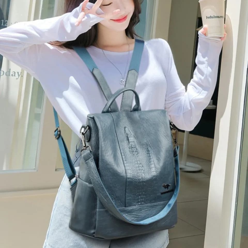 Sac à dos en cuir à motif crocodile pour femmes, sacs d'école pour filles, sac à dos de grande capac