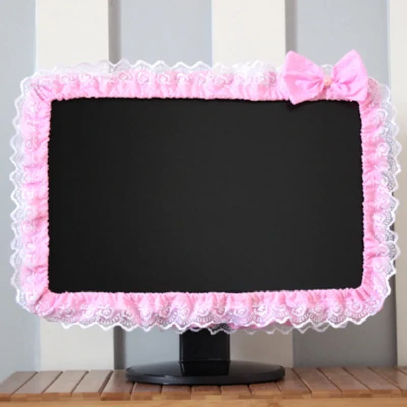 Couverture de cadre d'ordinateur en tissu dentelle, couverture anti-poussière pour écran de moniteur