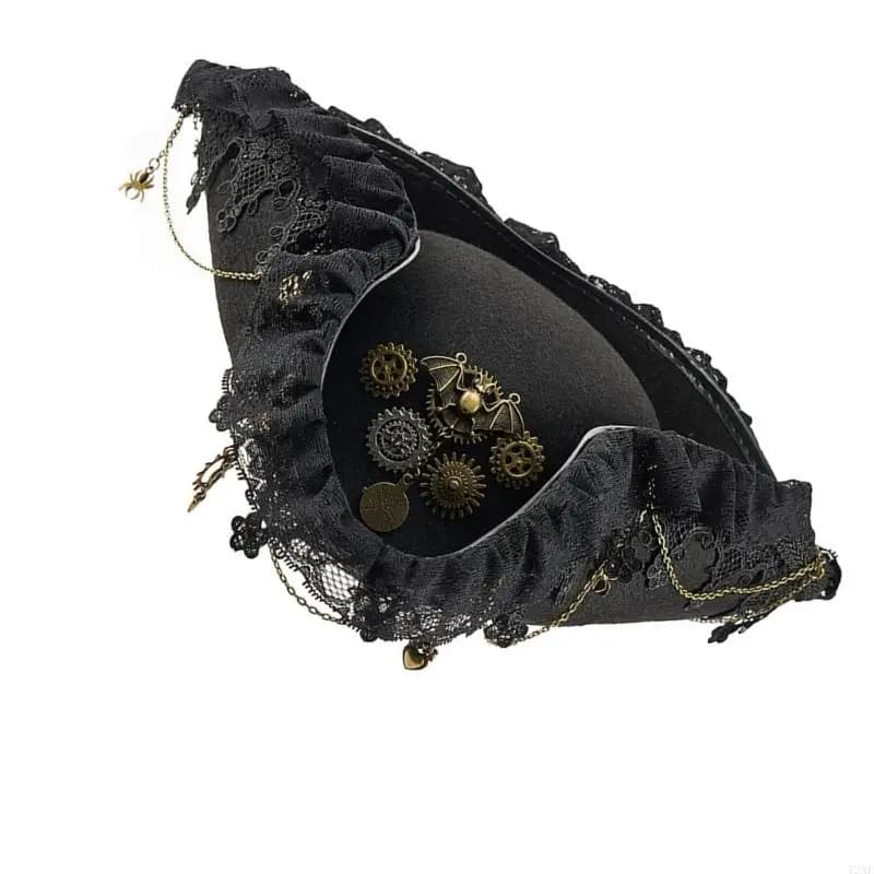 Chapeau Pirate victorien 72XE, équipement d'événement à thème en détresse, chapeau pour mascarades f