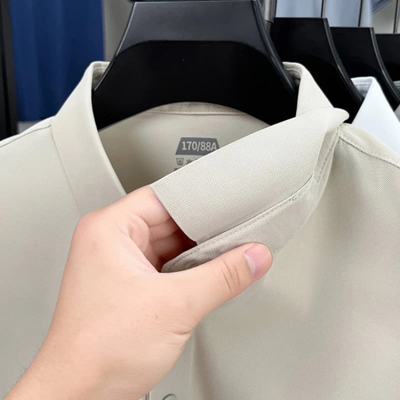 Polo sans couture pour hommes – Mélange nylon-spandex respirant, col renforcé et boutons assortis (1