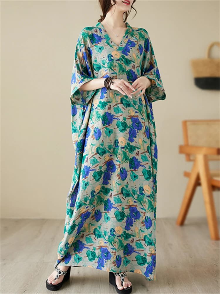 Robes longues oversize vintage imprimées pour femmes 2026 – Décontractées, amples, pour les vacances