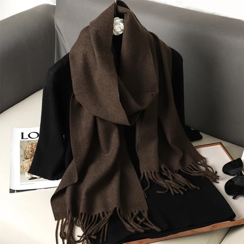 Écharpe en Cachemire pour Femme, Longue et Chaude, Hijab Solide, Châle Rond, Pashmina, Bandana, 62 D