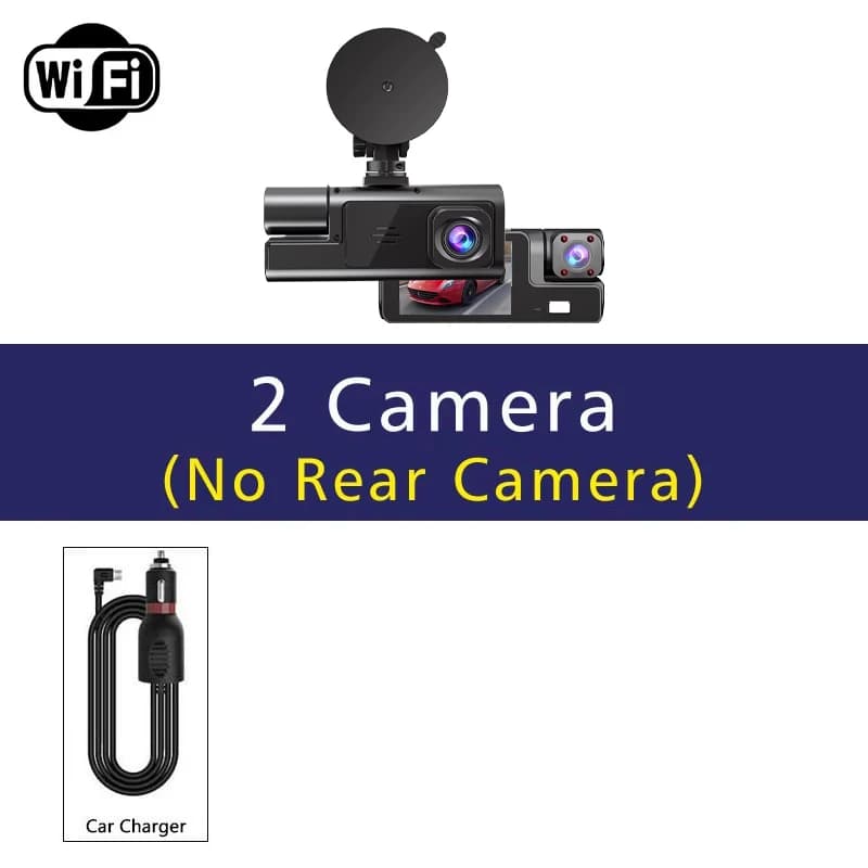 Caméra embarquée pour voitures, 3 canaux, WIFI, DVR 1080P, pour l'avant et l'intérieur de la voiture