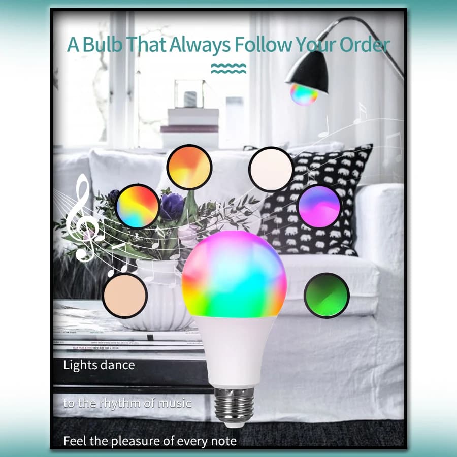 Tuya Smart Led Ampoule E27 220V Smart Light Dimable Bluetooth RGB Lampe APP Contrôle pour Chambre Dé