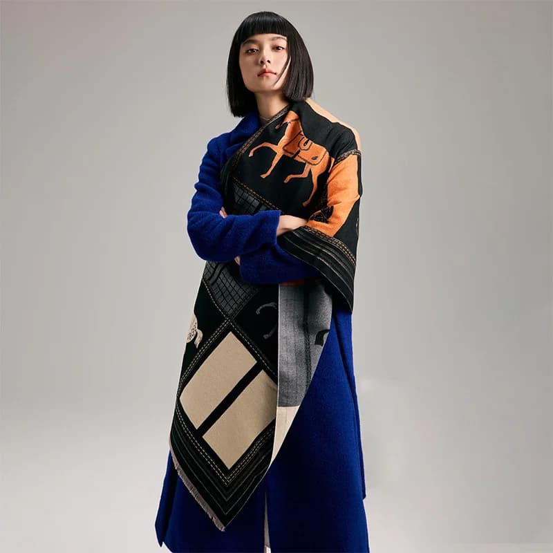 Nouveau chaud hiver écharpe femmes doux cachemire chaud Pashmina Plaid cheval imprimé foulards envel