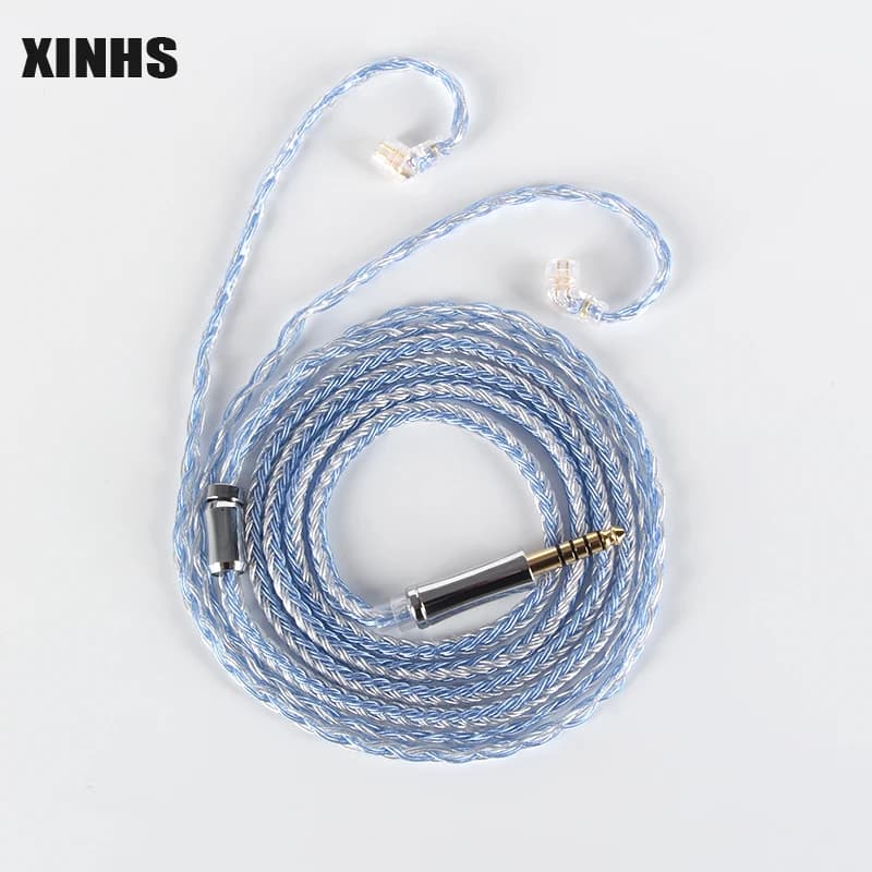 XINHS 16 Core bleu argent mélangé 5N monocristallin cuivre argent plaqué écouteur câble de mise à ni
