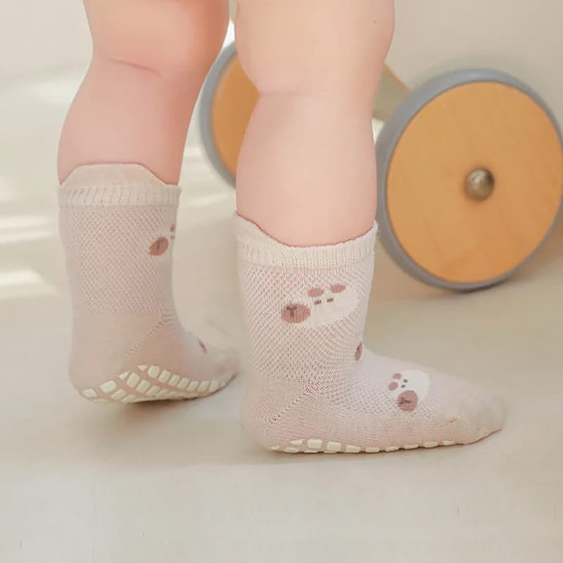 5 paires de chaussettes antidérapantes pour enfants, motif de dessin animé mignon, chaussettes de so