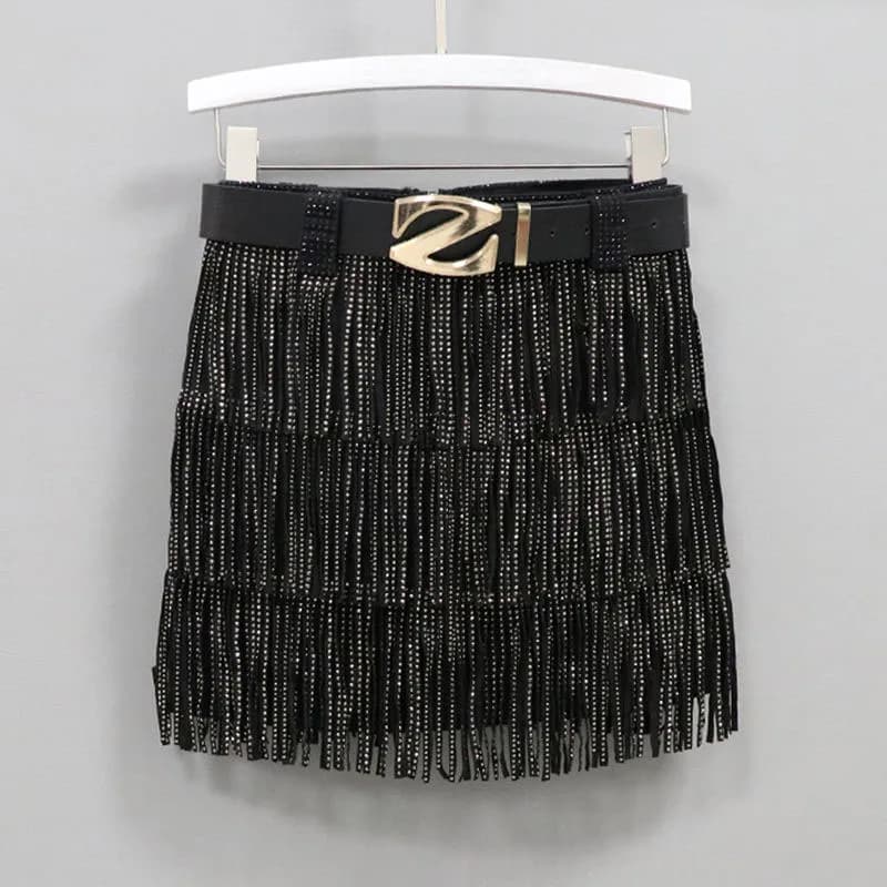 Ensemble jupe trapèze taille haute avec ceinture pour femmes, jupes courtes tarière, mode féminine, 