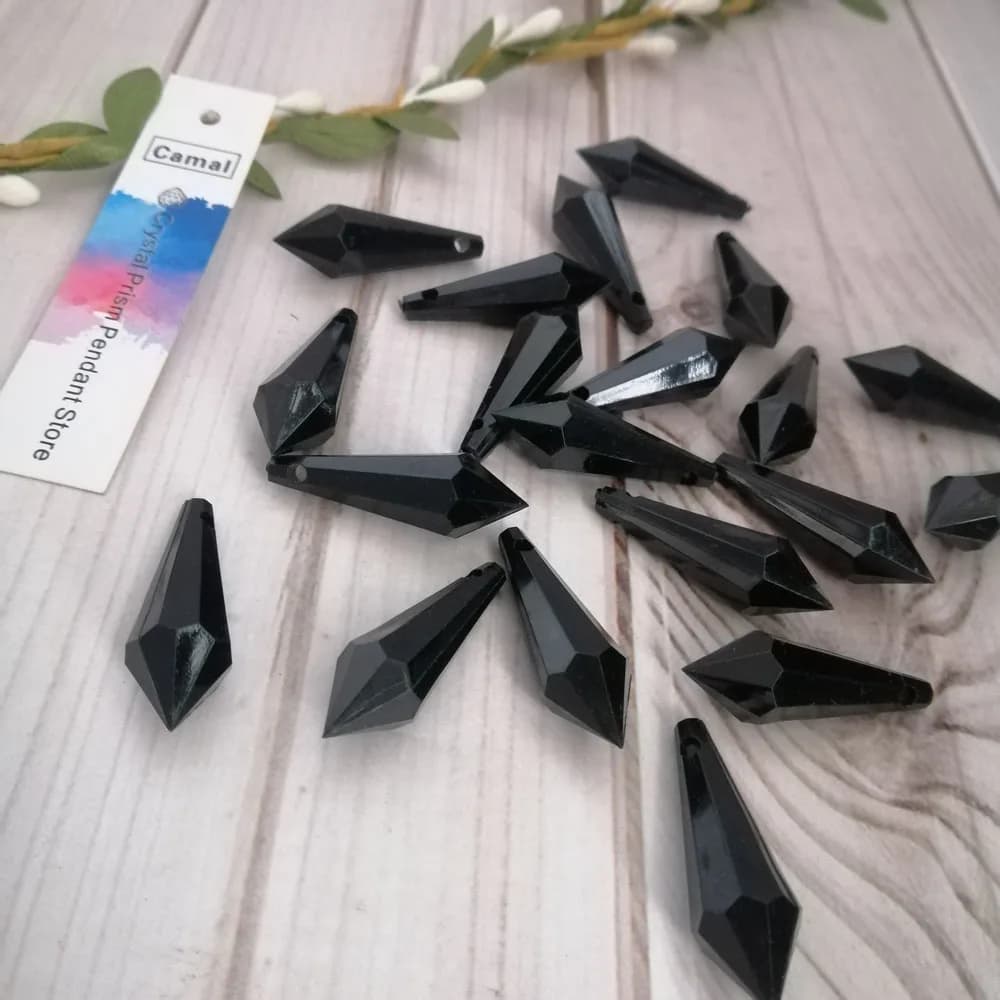 Camal 20 pièces noir 30mm x 10mm goutte pointue perle de cristal acrylique pendentif suspendu pièces