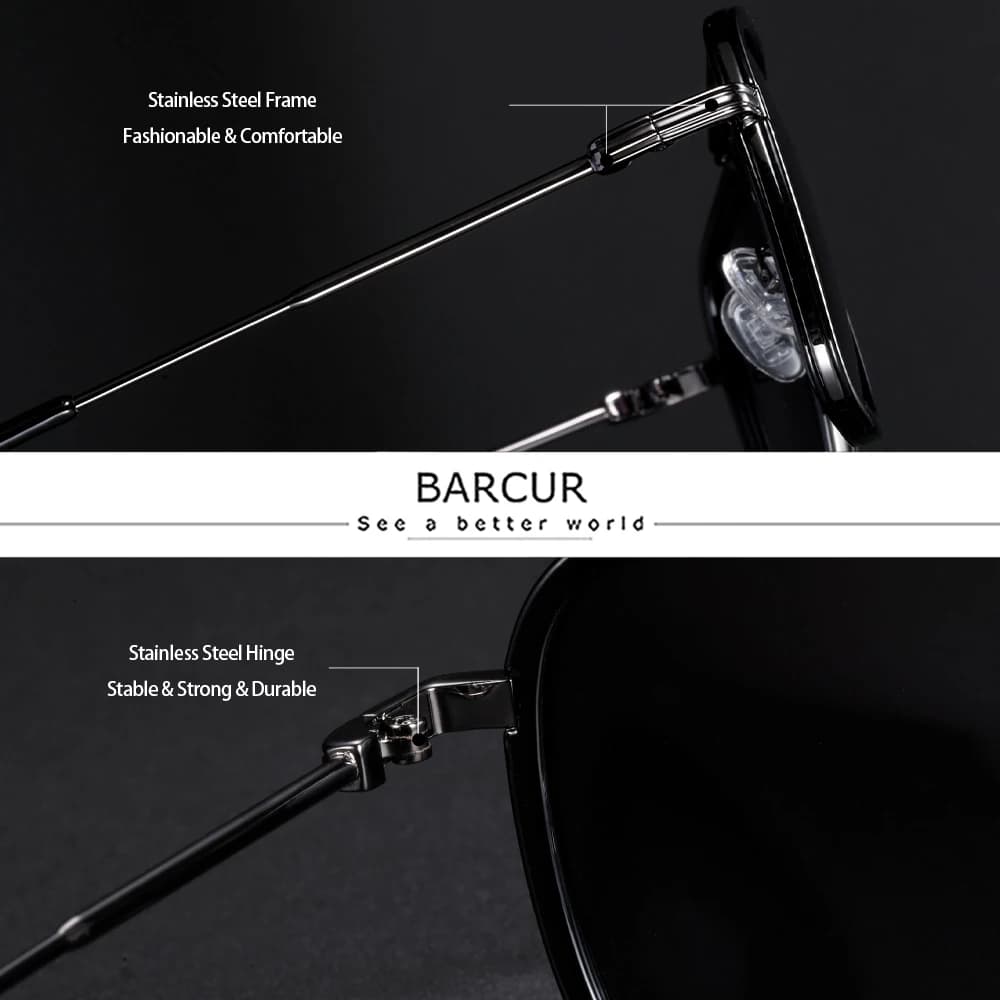 BARCUR-Lunettes de soleil carrées de luxe pour hommes et femmes, verres dégradés, polarisées, access