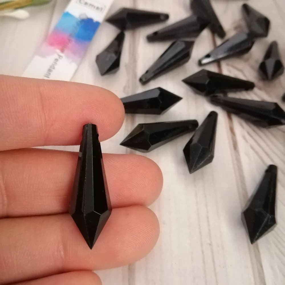 Camal 20 pièces noir 30mm x 10mm goutte pointue perle de cristal acrylique pendentif suspendu pièces