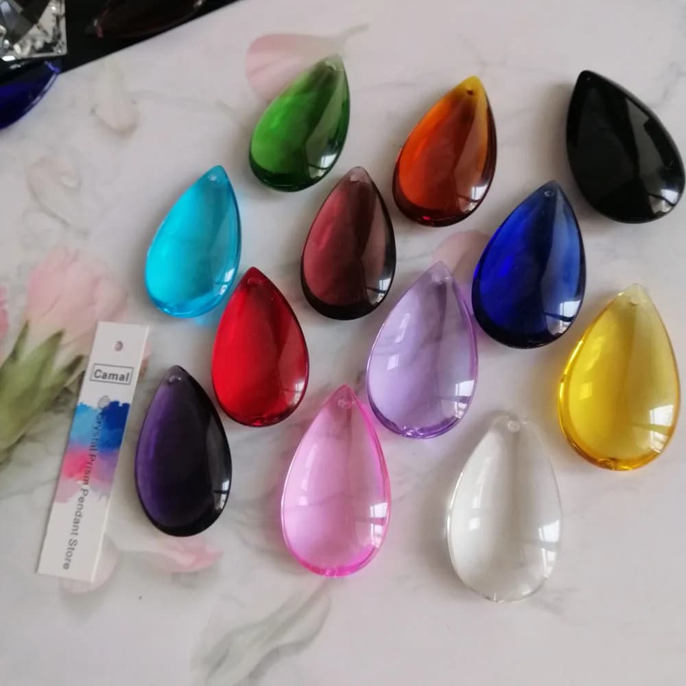 Camal 10 pièces 47mm cristal lisse larme prismes suspension lampe lustre suspendu ornement fête de m