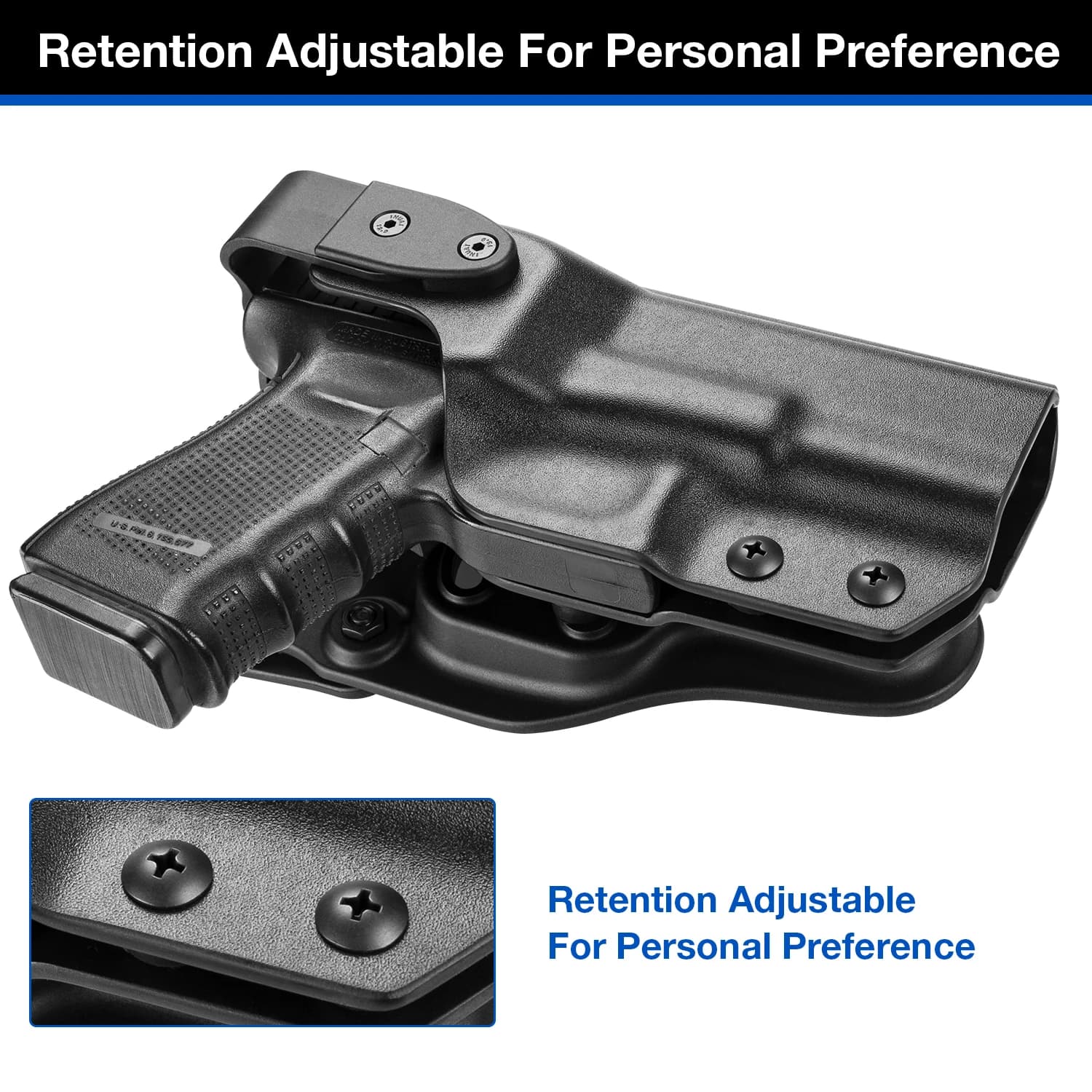 Étui pour pistolet et fleur Kydex OWB pour pistolet Glock 17 /19, avec rétention de libération du po