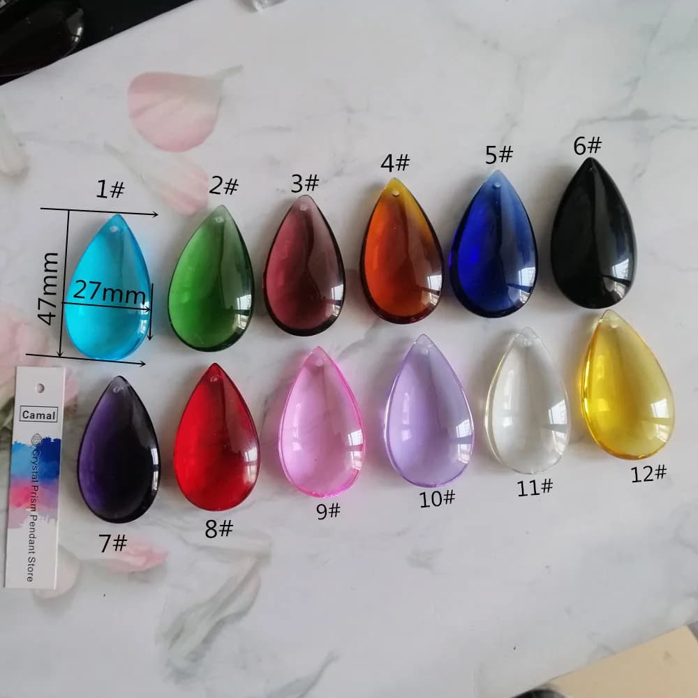 Camal 10 pièces 47mm cristal lisse larme prismes suspension lampe lustre suspendu ornement fête de m