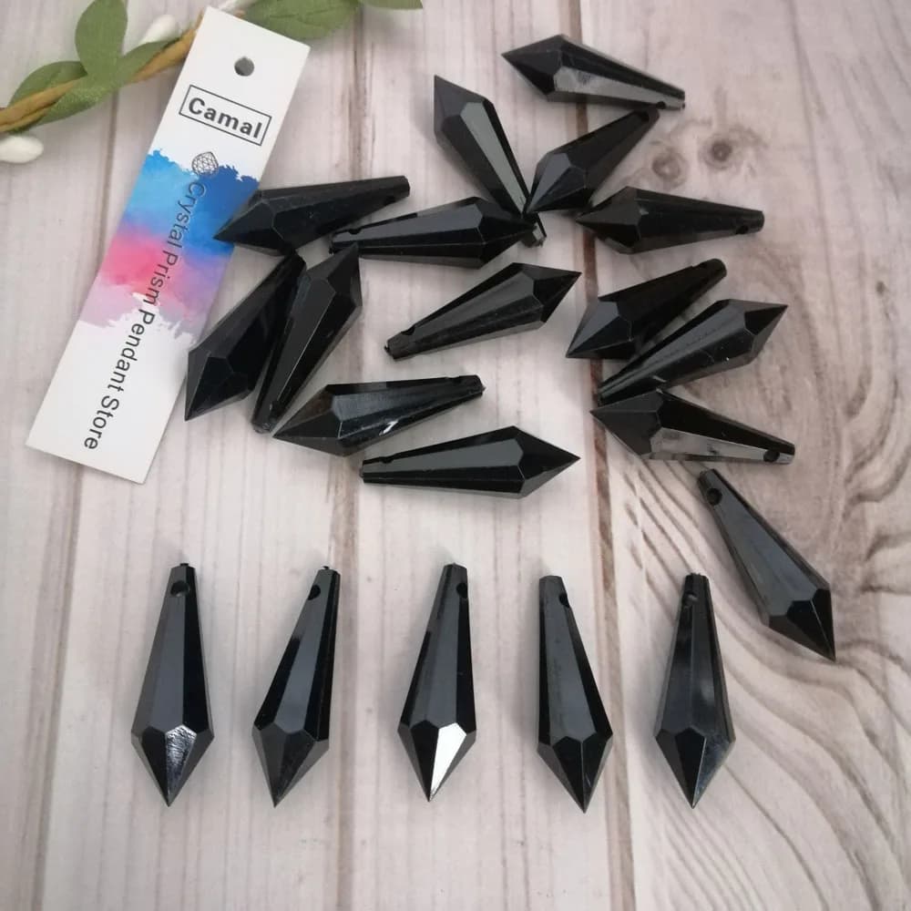 Camal 20 pièces noir 30mm x 10mm goutte pointue perle de cristal acrylique pendentif suspendu pièces