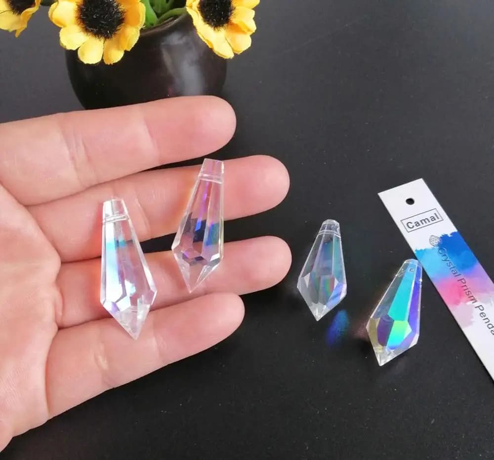 Camal 10 pièces 38mm/1.49 pouces arc-en-ciel AB couleur cristal glaçon goutte pendentif prismes pièc