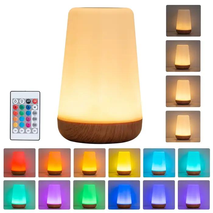 Veilleuse LED à commande tactile à 13 couleurs changeantes, lampe de chevet à intensité variable à d