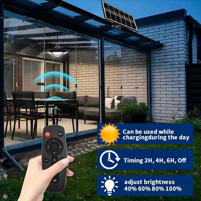 Lampes suspendues solaires d'intérieur et d'extérieur avec télécommande 180led, capteur de mouvement