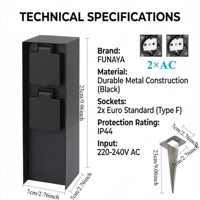Prise extérieure étanche IP44 FUNAYA, universelle UE KR US UK, double prise de courant AC220 250V po