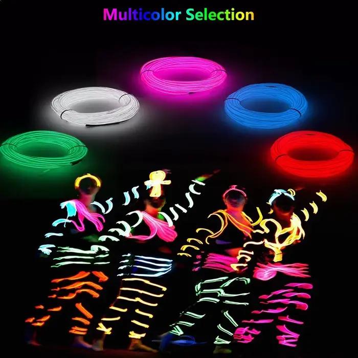 1/2/3/4/5M LED EL fil bande lumineuse batterie néon brillant chaîne lumières bricolage corde Tube Ha