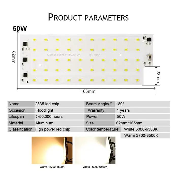 2 pcs/lot 50W LED puce projecteur ca 220V 240V SMD 2835 projecteur projecteur perles LED lampadaire