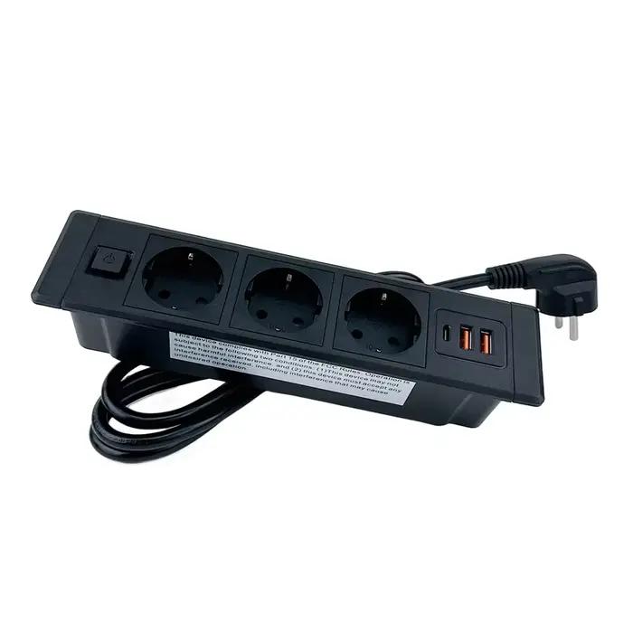 Prise cachée de bureau intégrée EU KR prises dissimulées avec Surface d'alimentation USB type-c pris