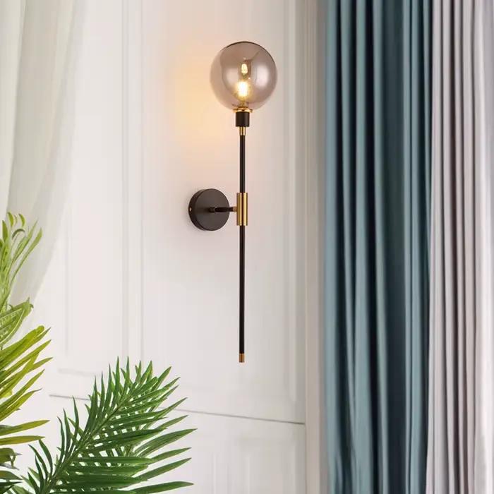 Applique murale Led moderne en forme de haricot magique, boule de verre en fer noir, pour salon, cha