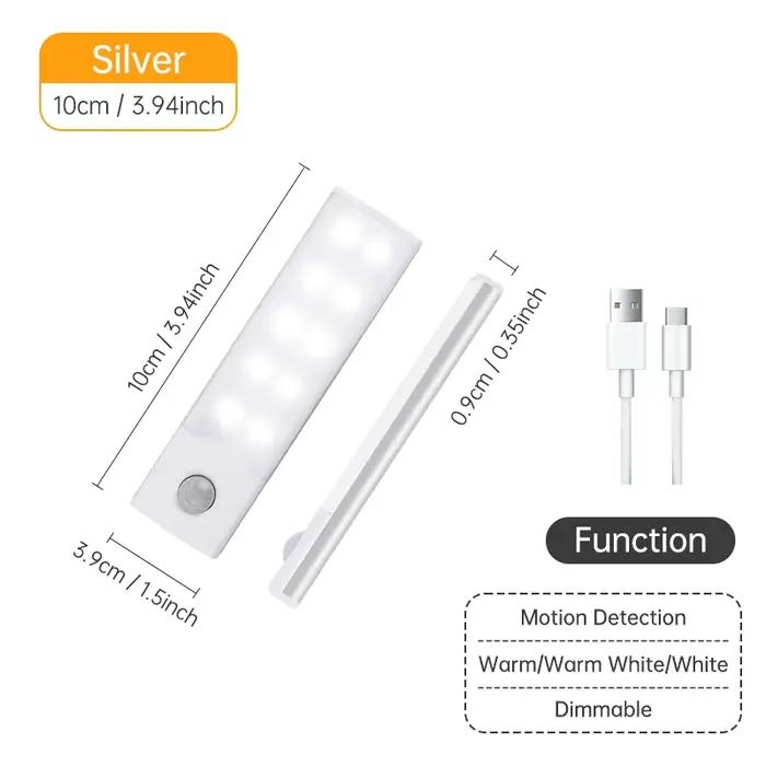 Veilleuse LED sans fil avec détecteur de mouvement, lampe de nuit aste par USB, armoire, lampe de ga