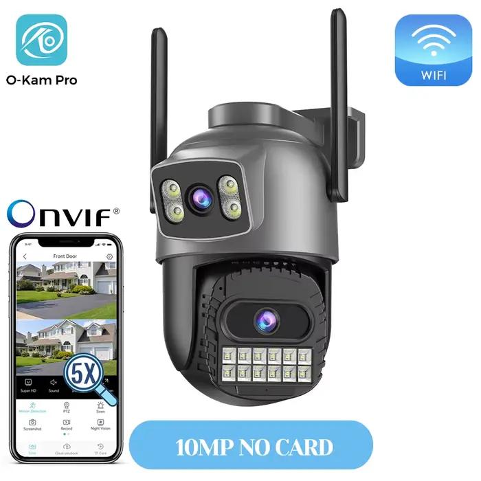 Caméra Wifi d'extérieur 20MP Caméra HD 10K à trois objectifs Caméra IP PTZ 5G Objectif zoom numériqu