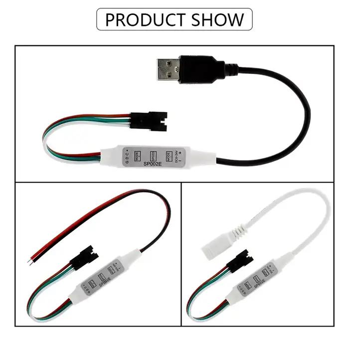 SP002E LED RGB contrôleur 600 Pixels variateur 3 touches DC5-24V USB 5V pour WS2811 WS2812B adressab