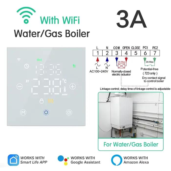 ThermoandreTuya Smart WiFi pour l'eau et le chauffage au sol électrique, bomicrophone à gaz, contrôl
