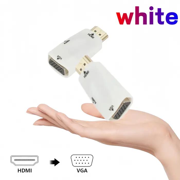 Convertisseur VGA compatible HDMI 1080P avec câble audio jack 3,5 mm adapté pour TV PC HD pour ordin